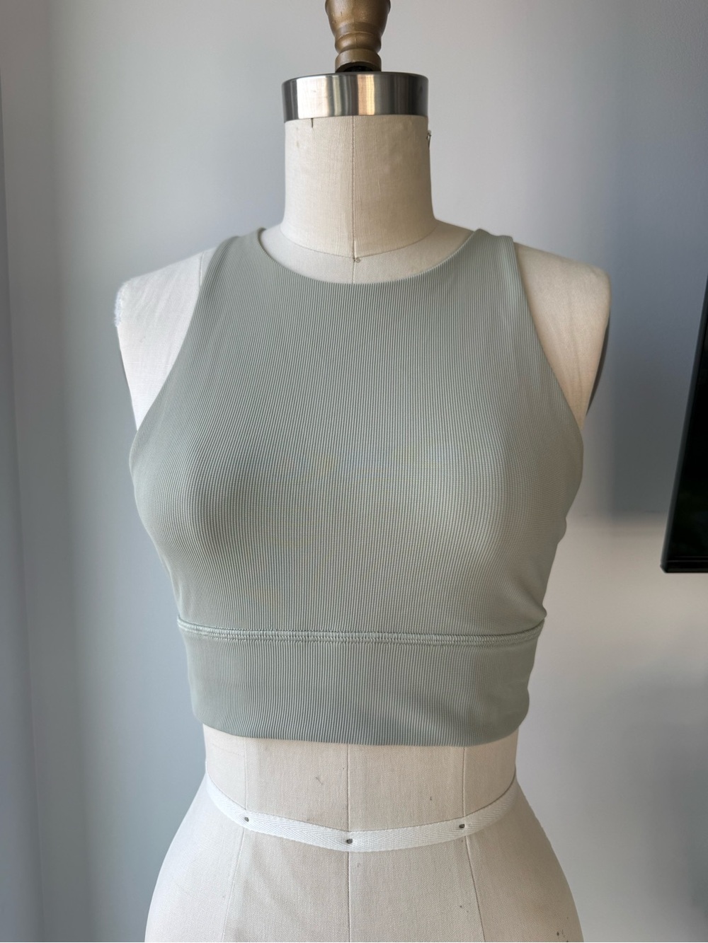 lululemon Ribbed High-Neck Sports Bra in Sage Green